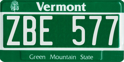 VT license plate ZBE577