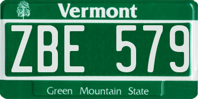 VT license plate ZBE579