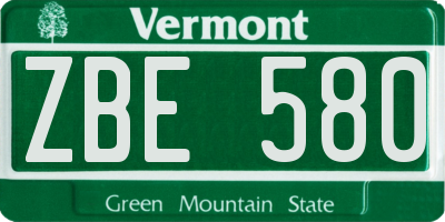 VT license plate ZBE580