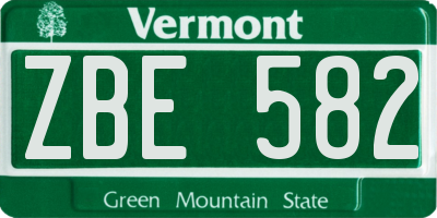 VT license plate ZBE582