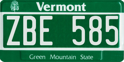 VT license plate ZBE585