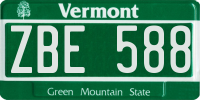 VT license plate ZBE588