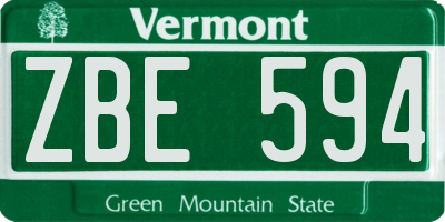 VT license plate ZBE594
