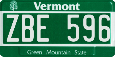VT license plate ZBE596