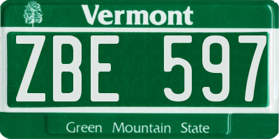 VT license plate ZBE597