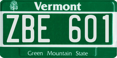 VT license plate ZBE601
