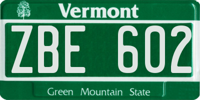 VT license plate ZBE602
