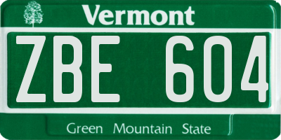 VT license plate ZBE604