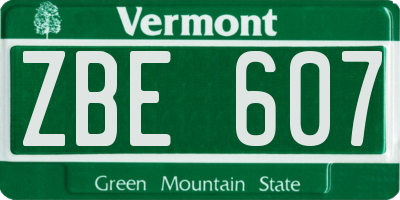 VT license plate ZBE607
