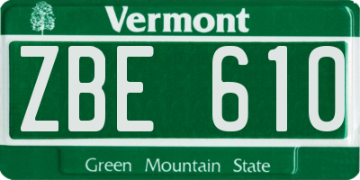 VT license plate ZBE610