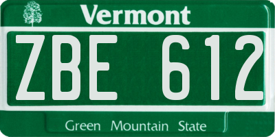 VT license plate ZBE612