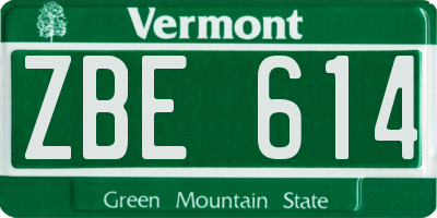 VT license plate ZBE614