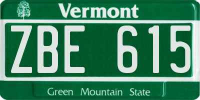 VT license plate ZBE615