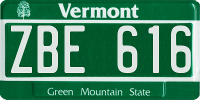 VT license plate ZBE616
