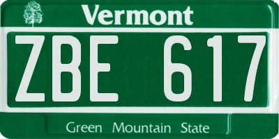 VT license plate ZBE617