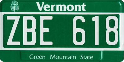 VT license plate ZBE618