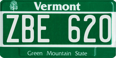 VT license plate ZBE620