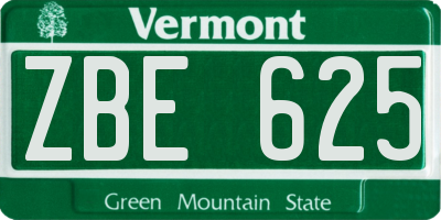 VT license plate ZBE625