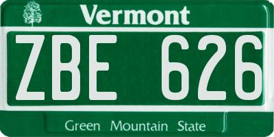 VT license plate ZBE626