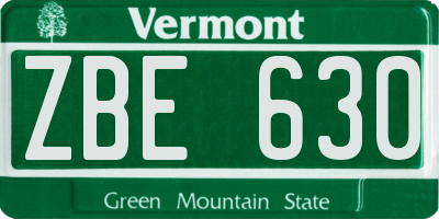 VT license plate ZBE630