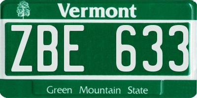 VT license plate ZBE633