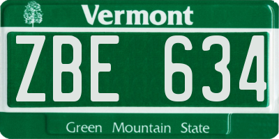 VT license plate ZBE634