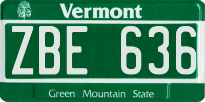 VT license plate ZBE636