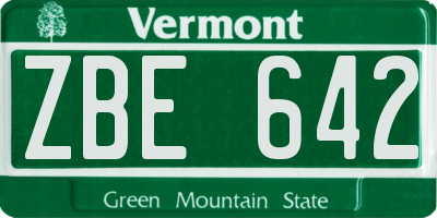 VT license plate ZBE642