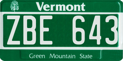 VT license plate ZBE643