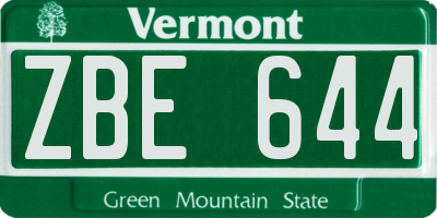 VT license plate ZBE644