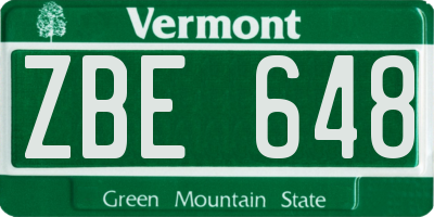 VT license plate ZBE648