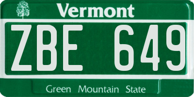 VT license plate ZBE649