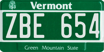 VT license plate ZBE654