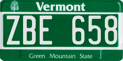 VT license plate ZBE658