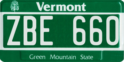 VT license plate ZBE660