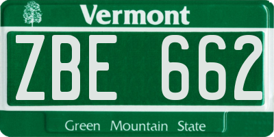 VT license plate ZBE662