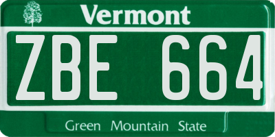 VT license plate ZBE664