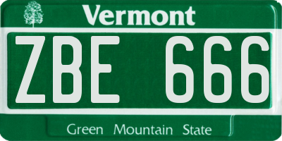 VT license plate ZBE666