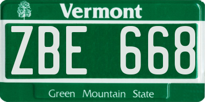 VT license plate ZBE668