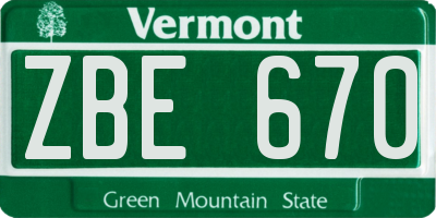VT license plate ZBE670