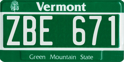 VT license plate ZBE671