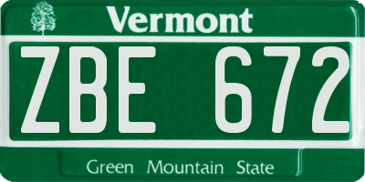 VT license plate ZBE672