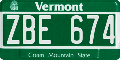 VT license plate ZBE674