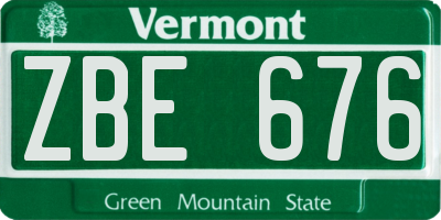 VT license plate ZBE676