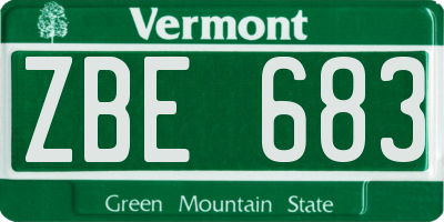 VT license plate ZBE683