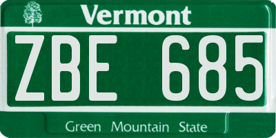 VT license plate ZBE685