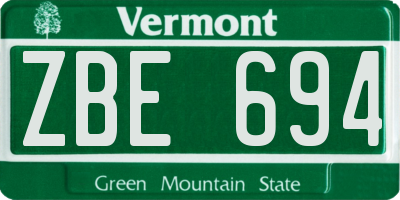 VT license plate ZBE694