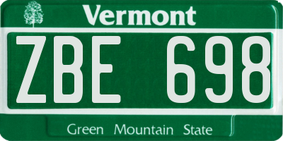 VT license plate ZBE698