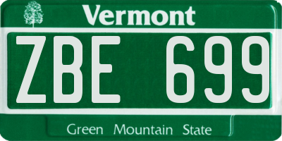 VT license plate ZBE699