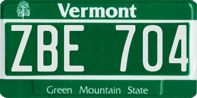 VT license plate ZBE704
